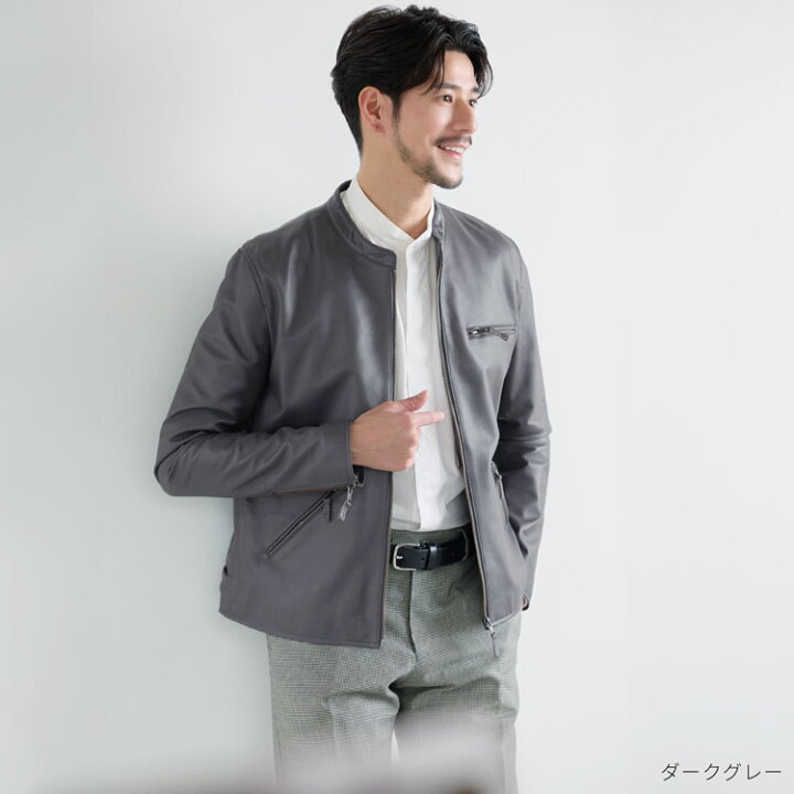楽天市場】レザージャケット メンズ 本革 ラムレザー 軽量 シングル 