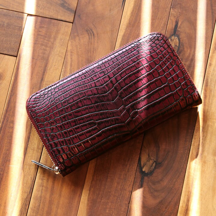 楽天市場】クロコダイル 長財布 センター取り 一枚革 ラウンド  