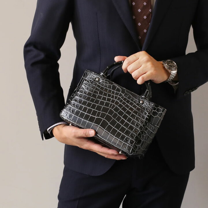 楽天市場】クロコダイル ミニ トート バッグ メンズ 日本製 手提げ 白  