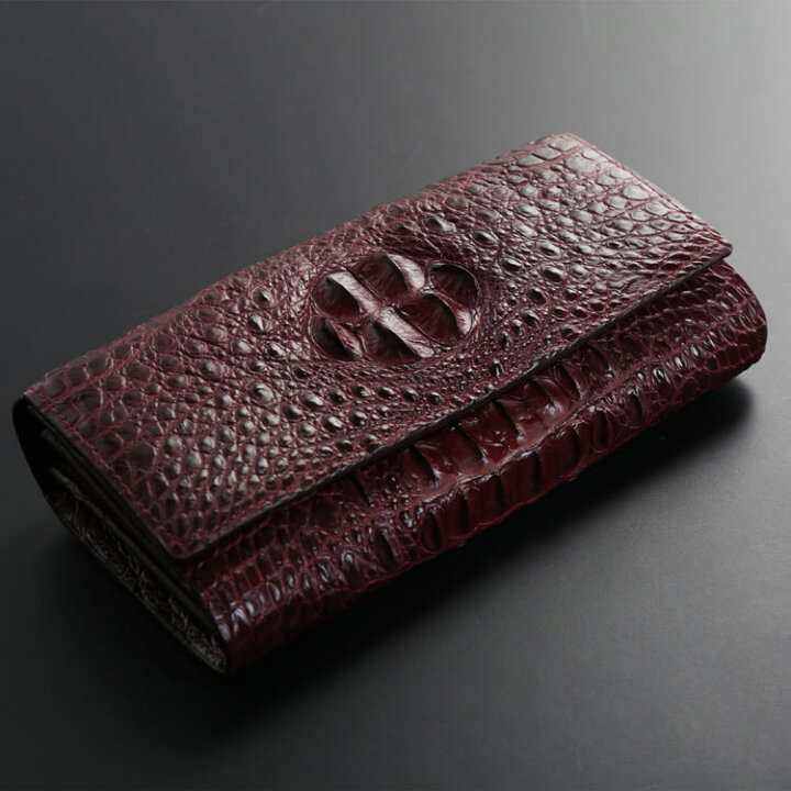 楽天市場】クロコダイル ホーンバック 背ワニ かぶせ 長財布 メンズ  