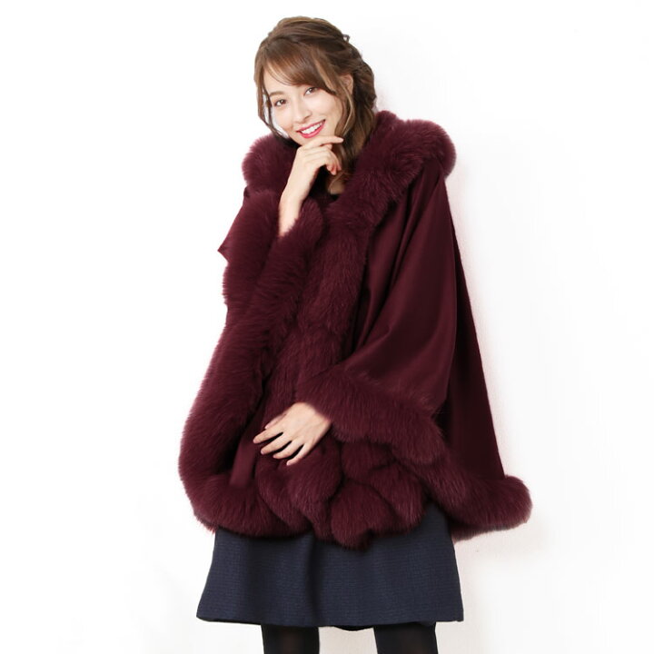 楽天市場】【5%offクーポン】カシミヤ ケープ SAGA フォックス ファー 