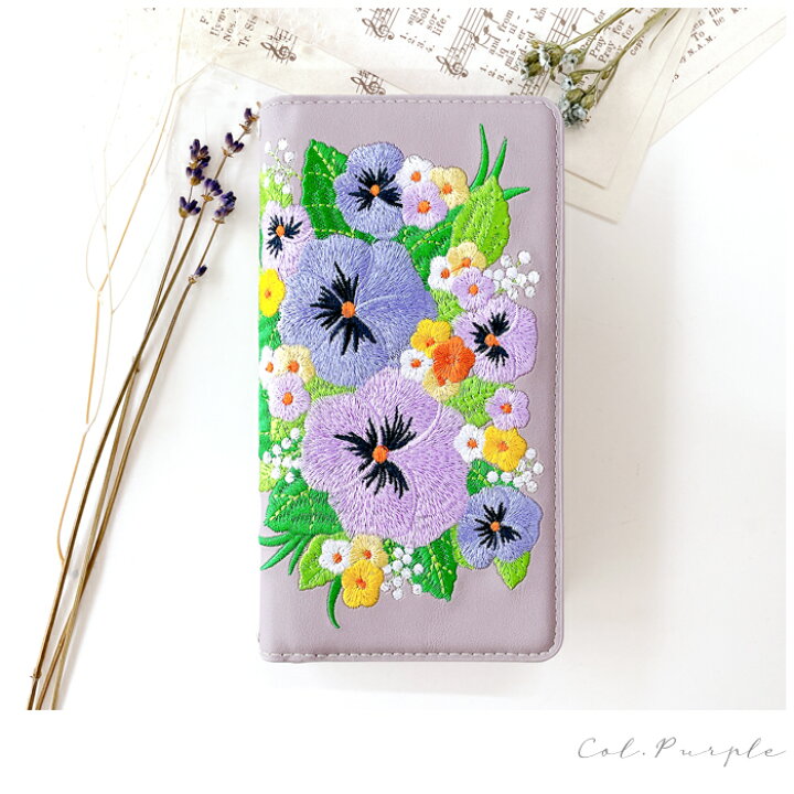 楽天市場】GALAXY S7 edge SC-02H SCV33 ケース パンジー刺繍 手帳 