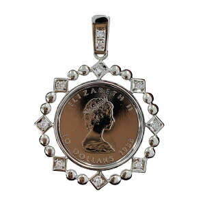カナダ メイプル プラチナ貨 999 / 900 エリザベス二世 1988年 14.6g 1/4オンス ダイヤモンド コイン ペンダントトップ コレクション