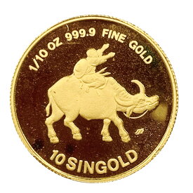 シンガポール 牛 干支丑金貨 1985年 24金 純金 3.1g コイン 1/10オンス イエローゴールド コレクション Gold