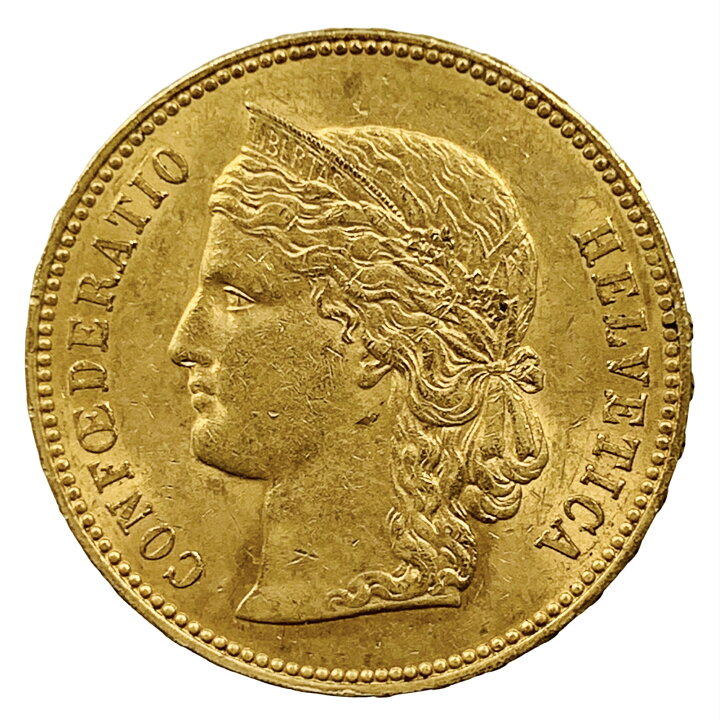 楽天市場】スイス 20フラン金貨 ヘルヴェティア 1896年 21.6金 6.4g  