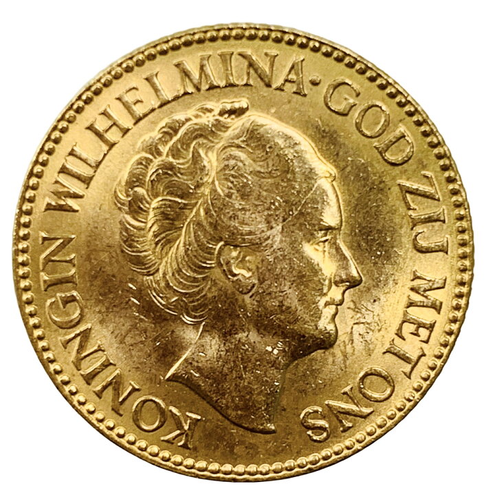 楽天市場】オランダ 10グルデン 金貨 ウィルヘルミナ女王 1933年 21.6 