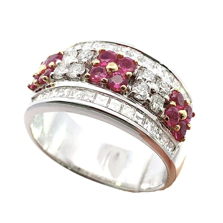 楽天市場】ルビー 1.07ct ダイヤモンド 0.88ct 0.40ct デザイン リング  