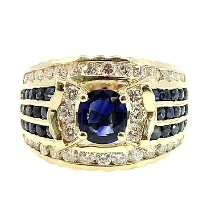 楽天市場】サファイヤ ダイヤモンド デザイン リング イエローゴールド  