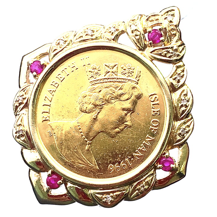 楽天市場】美品 マン島金貨 猫 エリザベス女王二世 1996年 K18/24 純金 