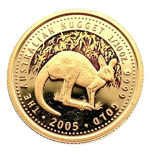 カンガルー ナゲット金貨 オーストラリア イエローゴールド カラーコイン 2005年 3.1g 1/10オンス 純金コイン 24金 コレクション Gold