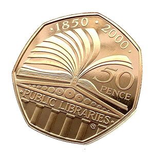 【新品】 イギリス 公立図書館 150周年金貨 1/2オンス 2000年 エリザベス女王二世 K22 イエローゴールド コレクション Gold