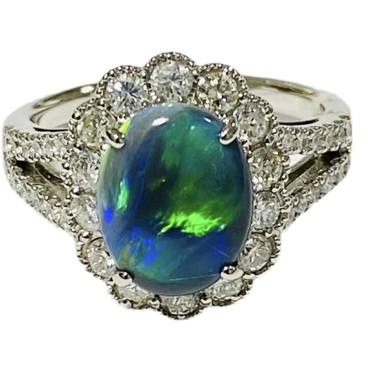 楽天市場】1.637ct ブラックオパール 0.73ct ダイヤモンド デザイン 