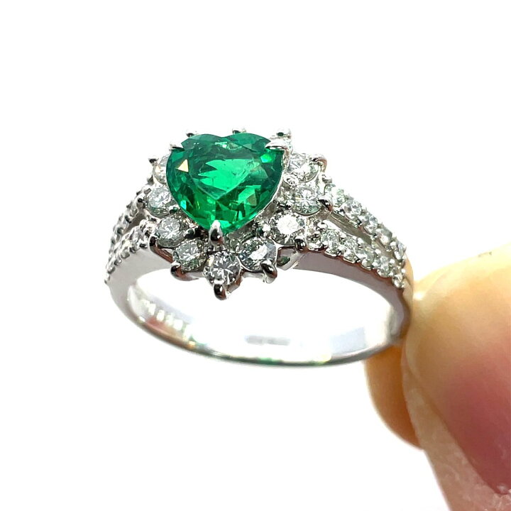 楽天市場】0.85ct エメラルド 0.62ct ダイヤモンド デザイン リング 