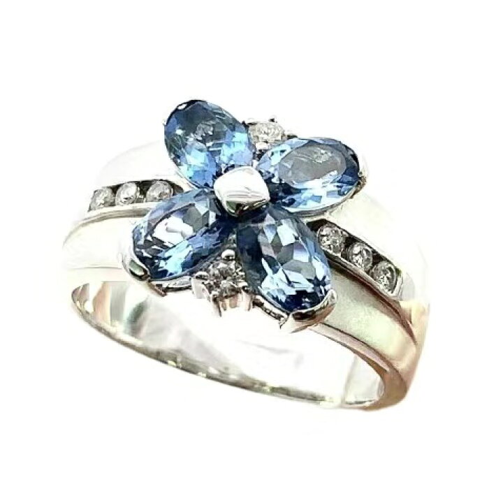 楽天市場】1.50ct アクアマリン ダイヤモンド デザイン リング 