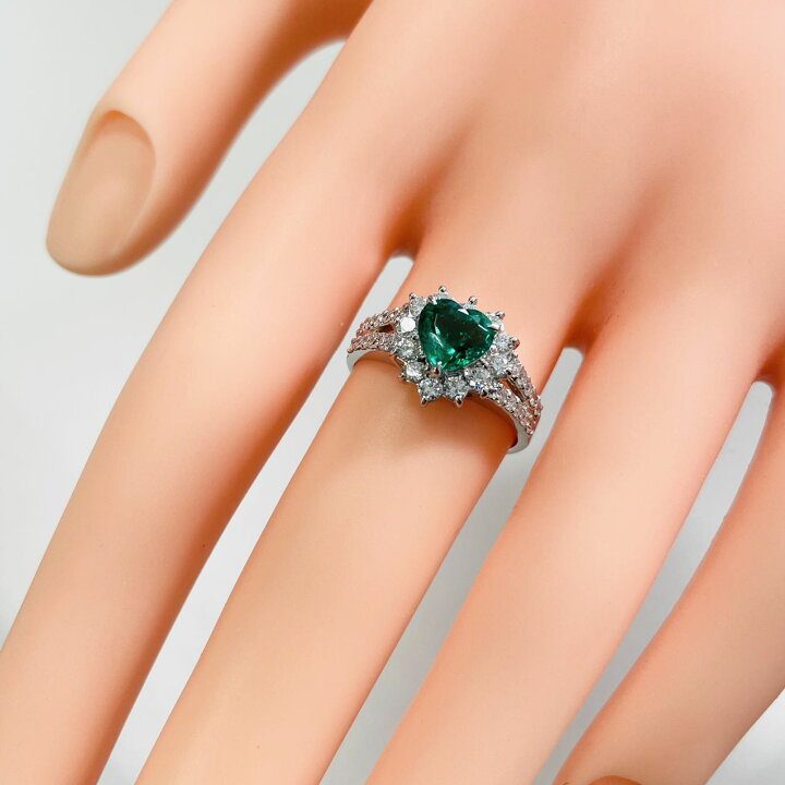 楽天市場】0.85ct エメラルド 0.62ct ダイヤモンド デザイン リング 