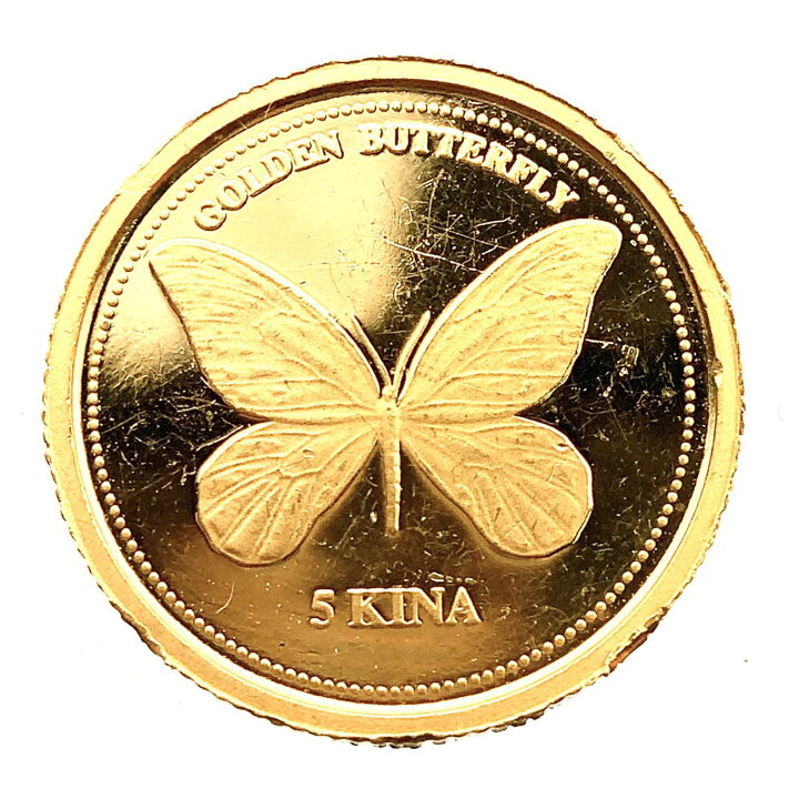 楽天市場】パプアニューギニア トリバネチョウ 5キナ金貨 1993年 1.2g 