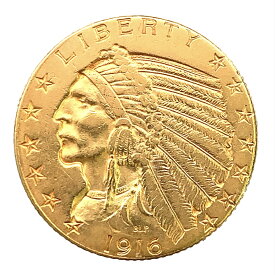 インディアン アメリカ 金貨 5ドル イーグル 1916年 8.3g 21.6金 イエローゴールド コレクション アンティークコイン Gold