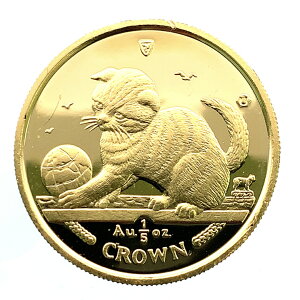 マン島金貨 エリザベス女王 猫 1/5オンス 2000年 6.2g K24 純金 イエローゴールド コレクション Gold