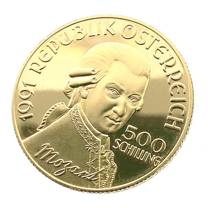楽天市場】オーストリア共和国 500シリング金貨 1991年 モーツァルト 