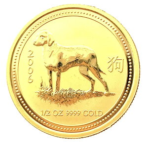 干支 犬 金貨 オーストラリア 2006年 K24 純金 15.5g 1/2オンス コイン イエローゴールド コレクション Gold