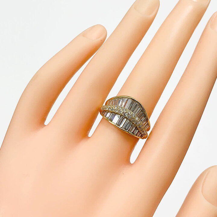 楽天市場】2.54ct ダイヤモンド デザイン リング イエローゴールド K18 