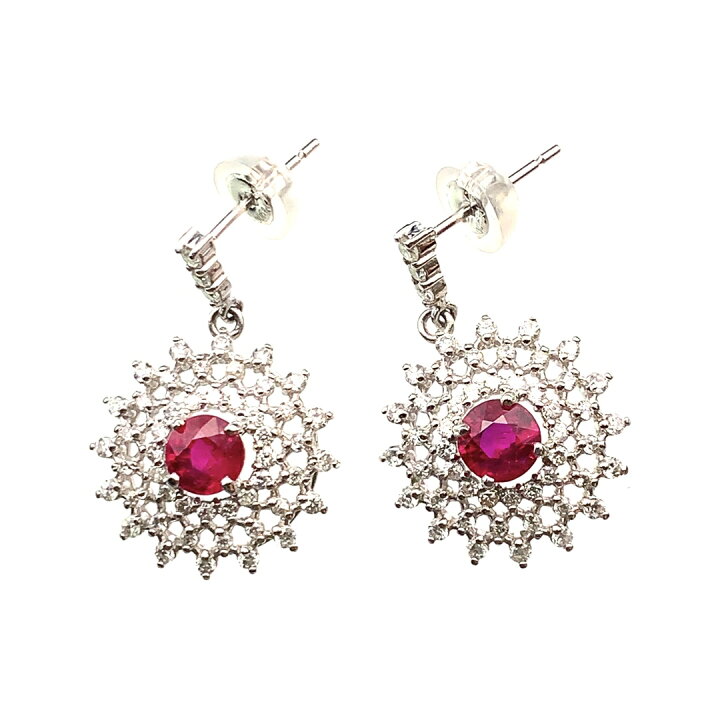楽天市場】ルビー 1.23ct ピアス ダイヤモンド プラチナ 4.4g 両耳用 