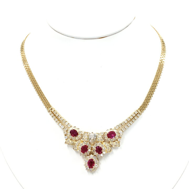 楽天市場】ルビー 3.48ct ダイヤモンド ネックレス イエローゴールド 