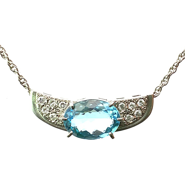 楽天市場】アクアマリン 3.92ct ダイヤモンド ネックレス ペンダント 