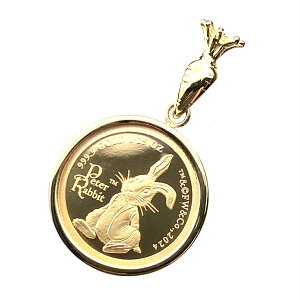 【新品】 ピーターラビット金貨 エリザベス女王 1/25オンス 2024年 3.4g K18/24 純金 イエローゴールド ペンダントトップ 保護ガラス付き 発行証明書