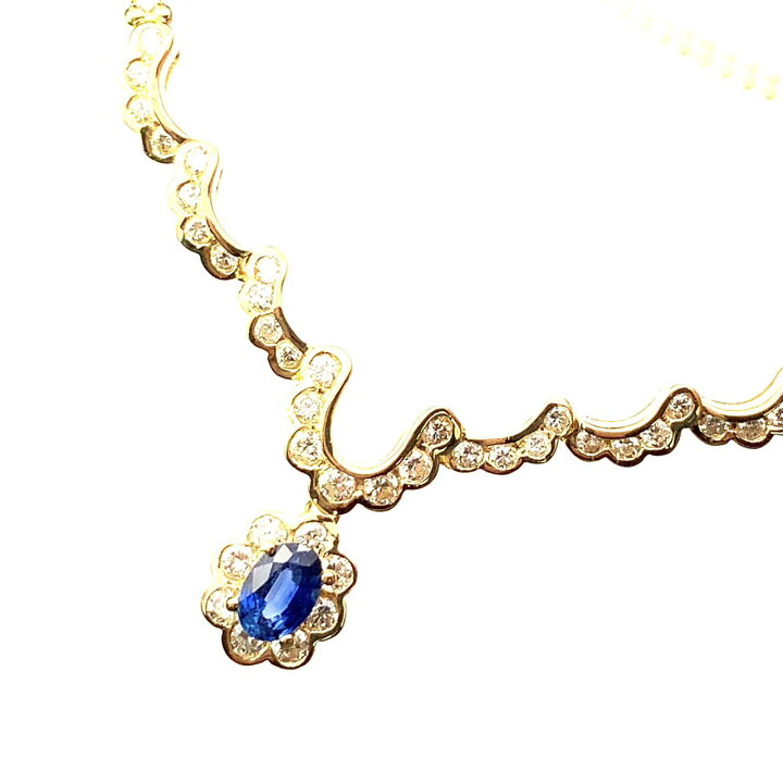 楽天市場】サファイヤ 0.66ct ダイヤモンド ネックレス イエロー 