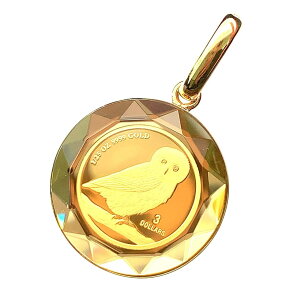フクロウ金貨 ツバル 2022年 K18/24 純金 5.4g 1/25オンス コイントップ イエローゴールド コレクション Gold ガラス付き