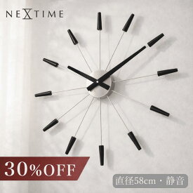 【スーパーセール30%OFF】壁掛け時計 大型 58cm おしゃれ 掛け時計【NEXTIME】北欧 モダン 見やすい リビング 新生活 PLUG INN 58cm ブラック レトロ 2610ZW シンプル ミニマル 贈り物 クール プレゼント 御祝 オフィス 寝室 新居 ギフト