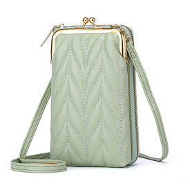 送料無料【P5倍】キルティング スマホショルダー スマホ ポシェット がま口 おしゃれ 革 合皮 斜め掛け 2way きれい パープル グリーン ブルー スマート お出かけ