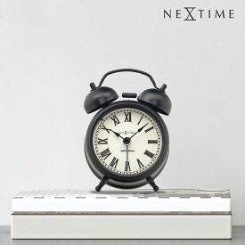 【NEXTIME】置き時計 目覚まし時計 おしゃれ アンティーク レトロTable Amsterdam small 静音 ベル 欧州 北欧 テーブルクロック 寝室 コンパクト 小さい クール アナログ ダブルベル ライト付き
