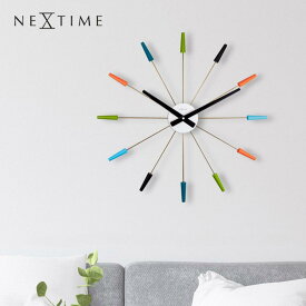 DEAL15%P還元+500円OFFクーポン【NEXTIME】掛け時計 壁掛け 時計 おしゃれ PLUG INN 58cm デザイン リビング クロック モダン マルチカラー 2610VI 静音 静か シンプル ミニマル 大きめ 贈り物 華やか プレゼント 御祝 オフィス 寝室 新居 見やすい インテリア ギフト