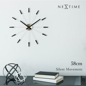 マラソン20%オフ【NEXTIME】掛け時計 おしゃれ 壁掛け時計 大きい 時計 壁掛け 静音 掛時計 モダン 見やすい 北欧 新生活 PLUG INN 58cm ブラック リビング レトロ 2610ZW シンプル ミニマル 贈り物 クール プレゼント 御祝 オフィス 寝室 新居 ギフト