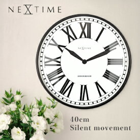11/18限定★20%OFF【NEXTIME】 掛け時計 おしゃれ 40cm 壁掛け時計 レトロ 時計 壁掛け 静音 北欧 見やすい クロック ローマ数字 クラッシック デザイン シンプル スイープ リビング 寝室 ダイニング インテリア