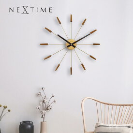 お買い物マラソン25%OFFクーポン【NEXTIME】掛け時計 おしゃれ PLUG INN 58cm ゴールド 木製 デザイン クロック モダン ネクスタイム 2610br 静音 静か シンプル ミニマル 大きめ 贈り物 華やか プレゼント 御祝大きい リビング オフィス 寝室 新居 見やすい ギフト 壁掛け