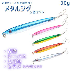 ルアー メタルジグ 5個セット 釣り具 青物 ジギング ヒラメ シーバス サーフ ショア 30g