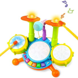 ドラムセット おもちゃ 赤ちゃん おもちゃ 楽器 音楽 2ドラムスティック付き 知育玩具 多機能楽器 子供 人気誕生日 こどもの日 プレゼント クリスマス 贈り物 入園お祝い 男の子 1 2 3 4 5 6 歳
