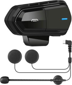 バイク インカム ヘルメット スピーカー Bluetooth マイク Bluetooth 薄型 分離式 FMラジオ機能 HI-FI音質 Siri/S-voice バイク用インカム バイク無線機 日本語説明書 B35 1人用 black