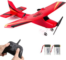 ラジコン飛行機、2.4GHz RC飛行機電動 されて簡単に飛ばせる 子供と初心者向けのラジコングライダー(赤)