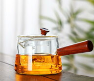 【動画あり 750ML】ガラスケトル 直火 食品級材質 耐熱ガラスポット 木製ハンドル お茶ポット ティーポッ…