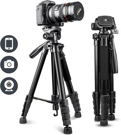 170cm 三脚 カメラ三脚 スマホ三脚 ビデオカメラ/一眼レフカメラ/スマホ/タブレット対応可能 360&deg;回転可能 軽量 収納袋付き
