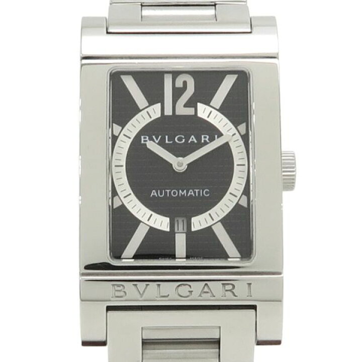 BVLGARI ブルガリ レッタンゴロ RT45S デイト 30m防水 白 ホワイト SS  