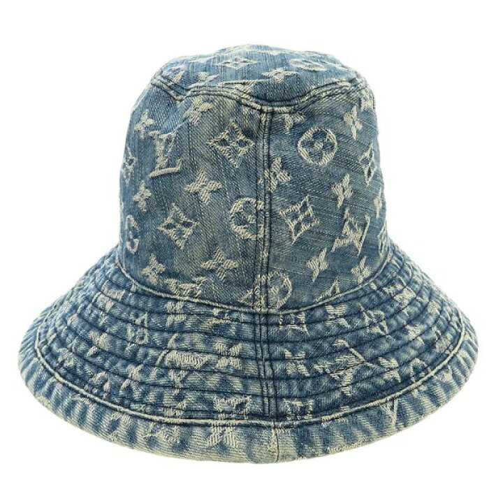 LOUIS VUITTON リバーシブル デニム ハット バケハ ブルーロゴ (Louis 