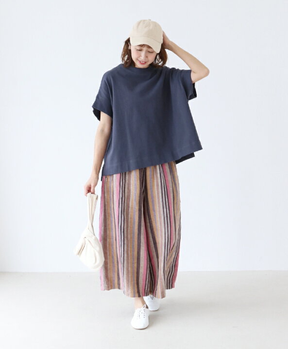 楽天市場】パンツ ウエストゴム リネン 体型カバー【ストライプ好き 