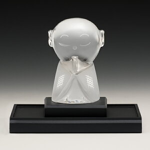 甲州水晶貴石細工「十徳 お願い地蔵」 ガラスケース 木製台座 品質証明書付 伝統工芸士