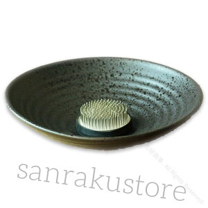 生け花 花器 水盤 陶器 楕円形 浅型 黒 剣山あり 中サイズ 花材活け用 茶道具 華道具 和風インテリア 花瓶 水受け盆 おしゃれな和モダンデザイン