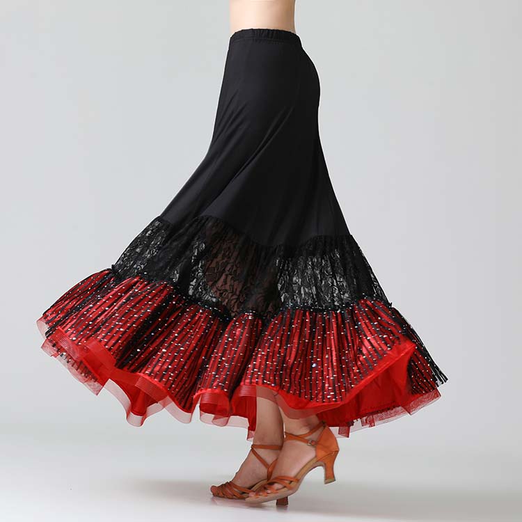 社交ダンス ドレス スカート ラテンドレス レディース 大きい裾 ロング